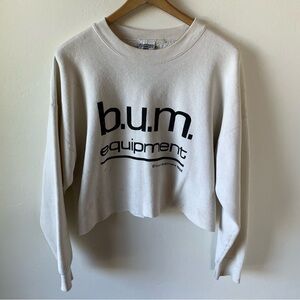 Vintage Bum Equipment Women's Cream Cropped Sweatshirt Size Medium
